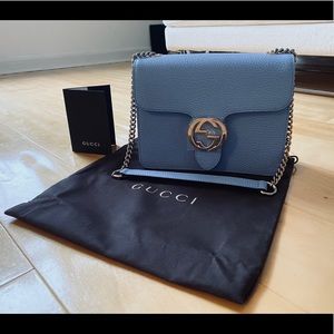 NEW Gucci Dollar Calf Crossbody Bag Mineral Bule
